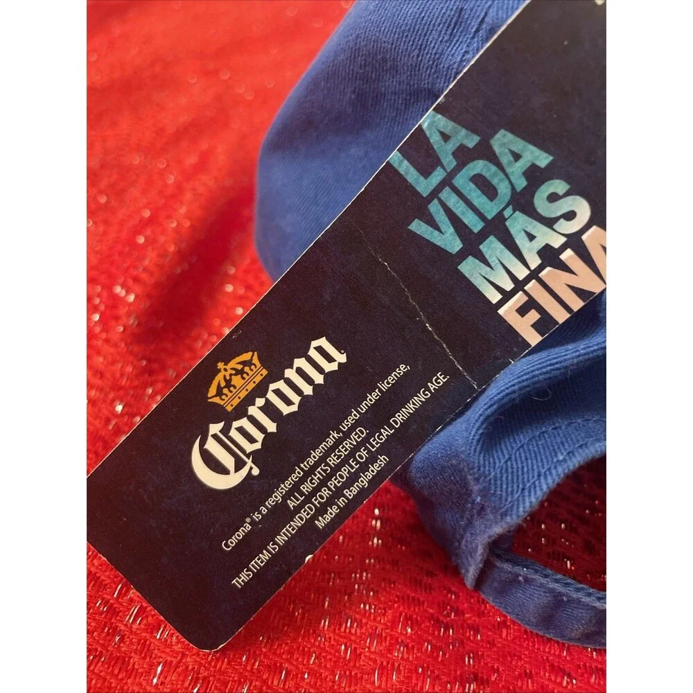 Corona Extra Beer Hat Cap Strap Back Adjustable One Size Blue Embroidered